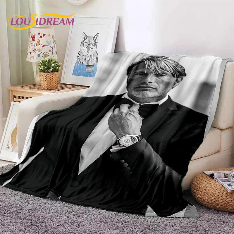 Мягкое фланелевое одеяло Mads Mikkelsen 3D Actor Star для кроватей, диванов, пикников, плед для отдыха на свежем воздухе, подарок