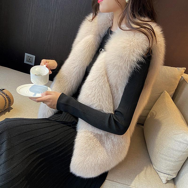 Осень и зима новый женский искусственный меховой жилет искусственный меховой жилет короткая искусственная меховая жилетка