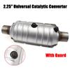 2.25in Universal Catalytic Converter 400 Holes High Flow 2x Clogging Sensor Port Stainless Steel Car Accessories