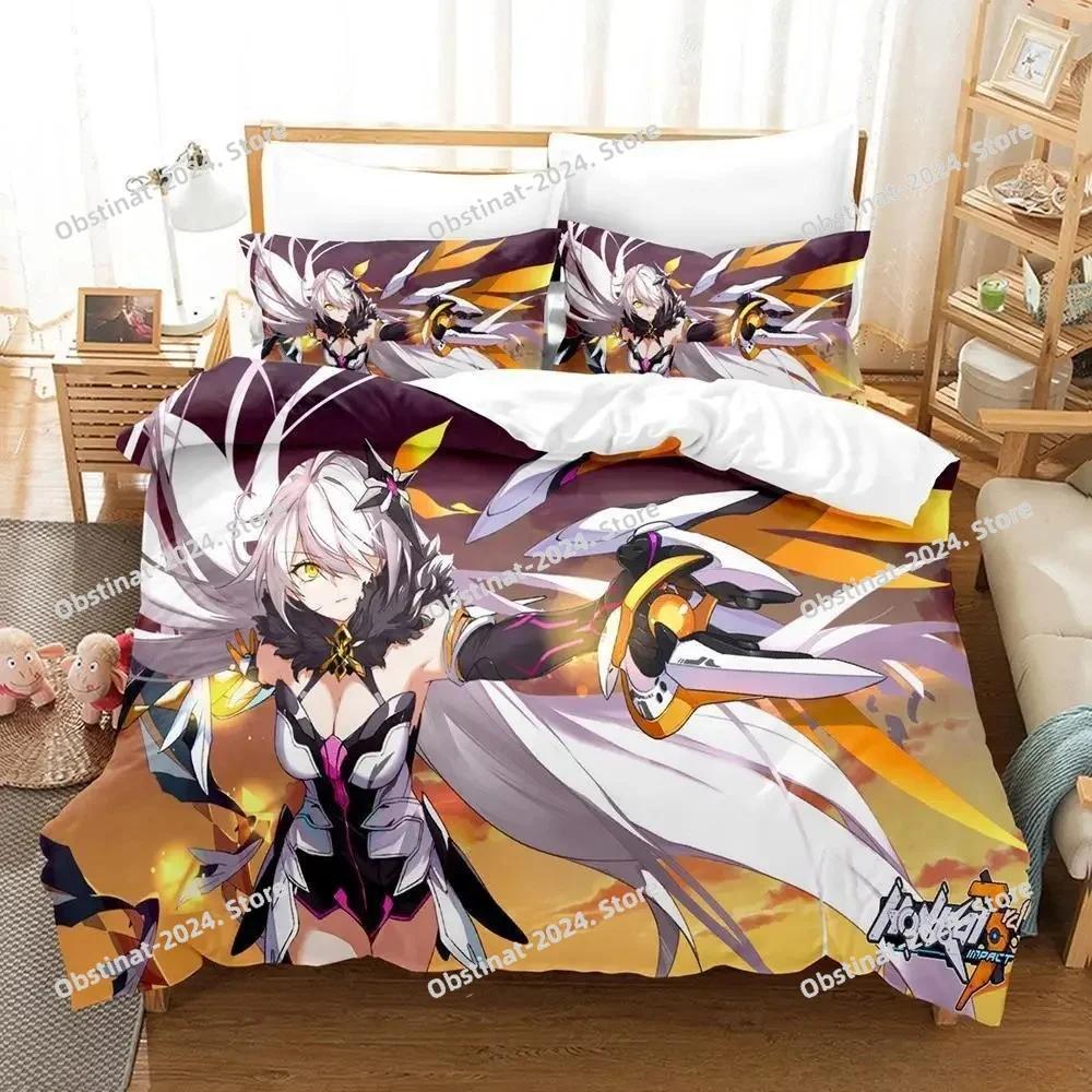 Новый 3D Аниме Honkai Impact 3rd Комплект постельного белья Печать С наволочкой Пододеяльник Мягкий Односпальный Двуспальный Queen Super King Размер