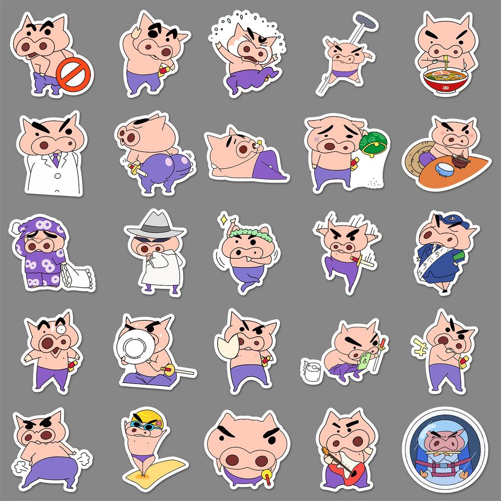 50 штук мультяшных стикеров Fat Dudu Saemon, карточки Crayon Shin-gu, декоративные наклейки для мобильного телефона, чемодана, блокнота