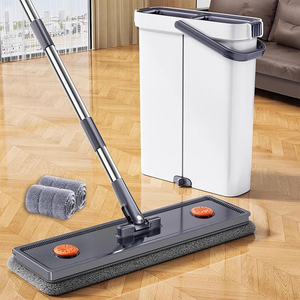 Mop and Bucket Set Narrow Crevices Clean with Long Handle Dust Microfiber Pads for Under Sofa
