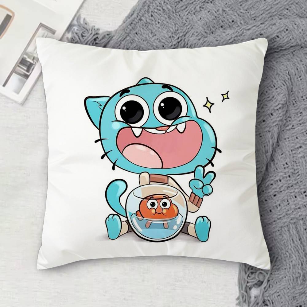 TThe Amazing World of Gumball Doublesided Printed Square Decorative Cushion Cover for Sofa Living Room Home Decor