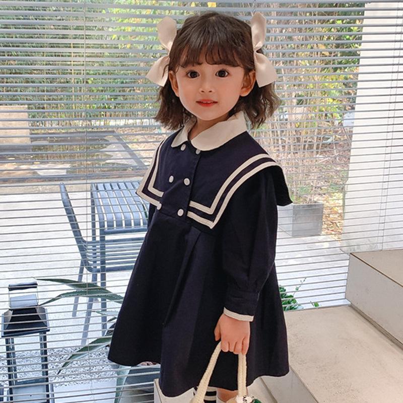 Платье для девочек в студенческом стиле, повседневная детская юбка, однотонное свежее детское платье принцессы