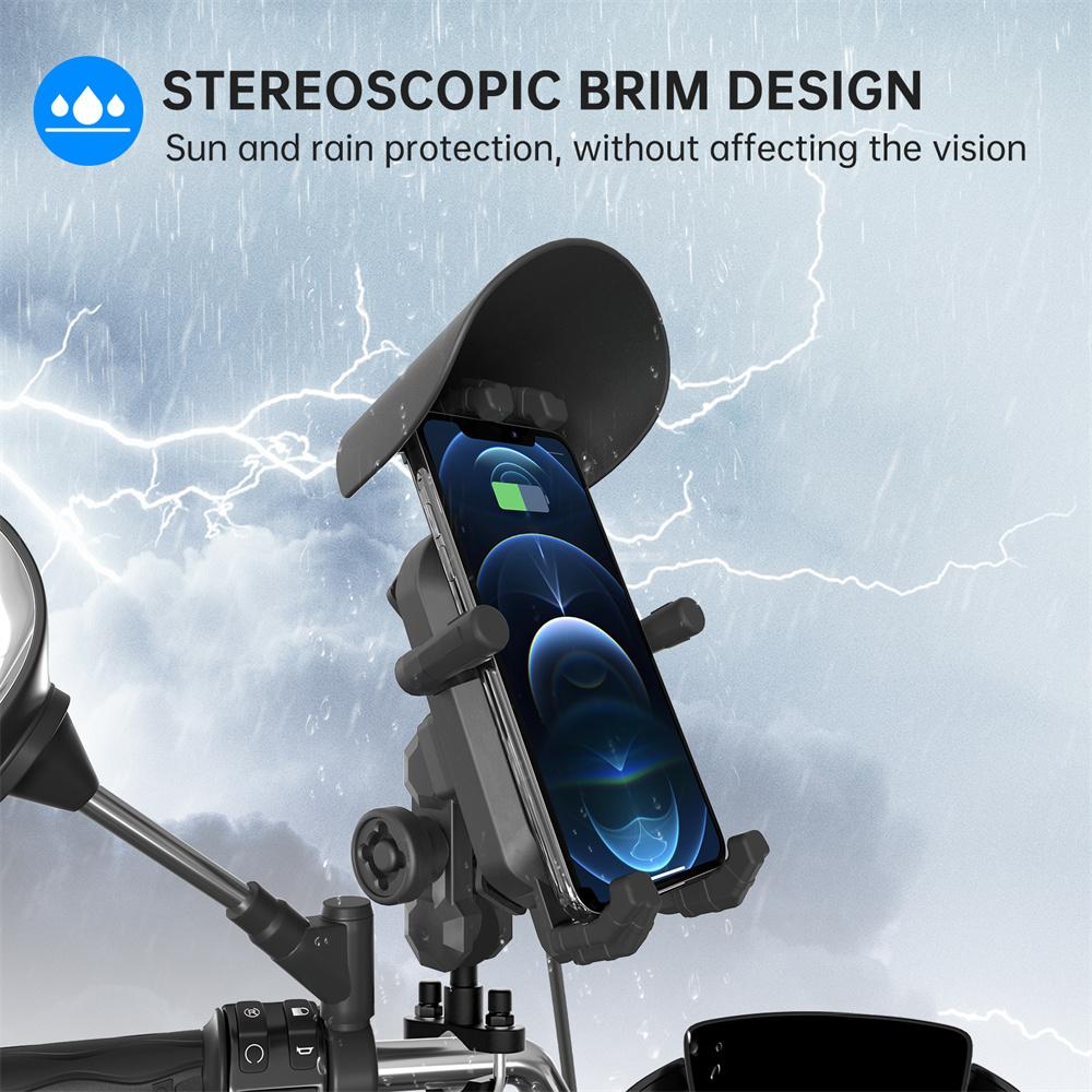 12V-24V 15W QC3.0 Wireless Charging Holder for Motorcycle Handlebar