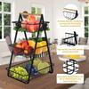 3-Tier Fruit Basket, Metal Fruit Bowl Bread Baskets Countertop Vegatable Storage Stand for Kitchen