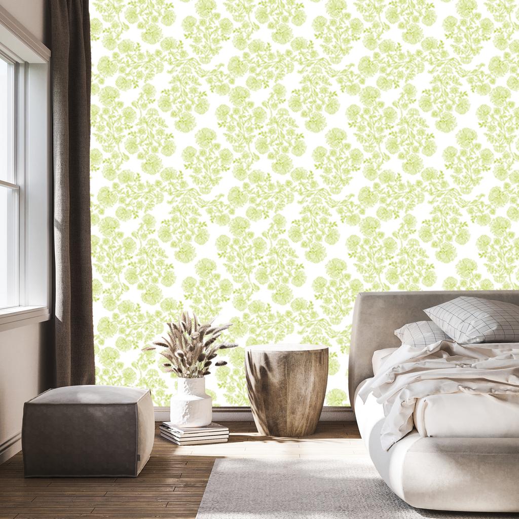 Wallpaper Flowers Cream, White and Yellow for Living Room and Bedroom 50x1000