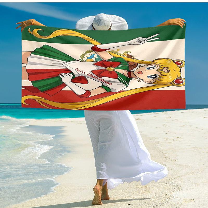 1pc Sailor Moon Always Peaceful Cartoon Quick Dry Microfiber Bath Towel for Swimming Surfing Camping Unisex Holiday. SJT7201190