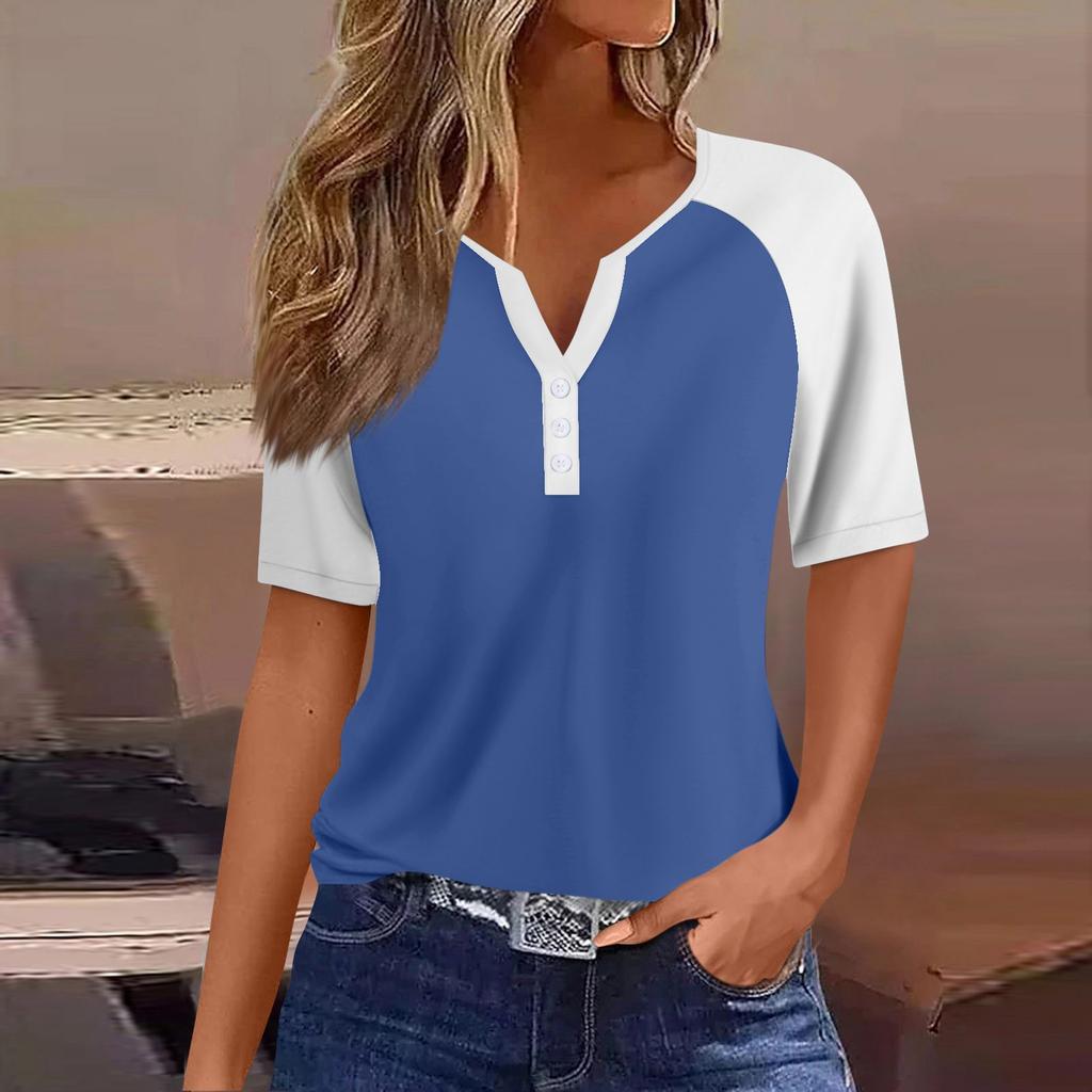 Women's T Shirt Tee Print Button Raglan Sleeve Daily Weekend Fashion Basic V Neck Regular Top