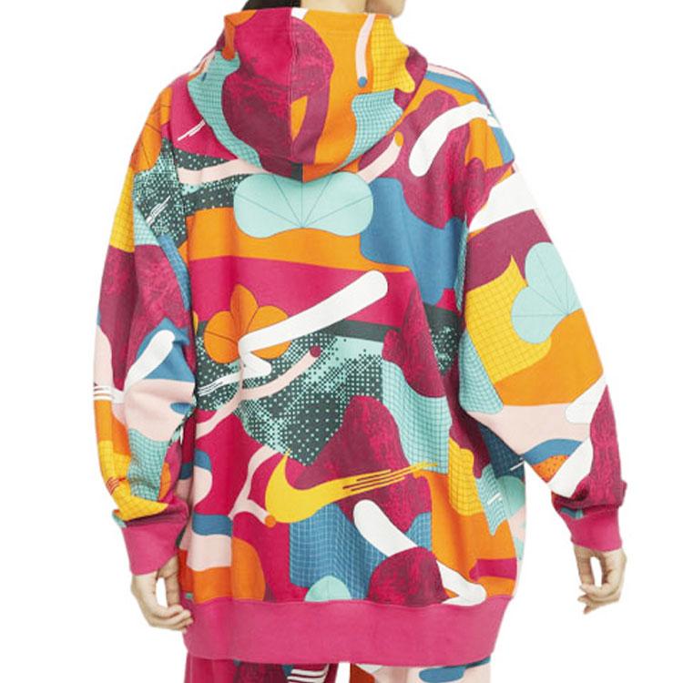 Nike Коллекция Rabbit Year CNY в стиле граффити, трикотажная толстовка с капюшоном из французского трикотажа с высокой талией, женские топы, разноцветные FD6685-681