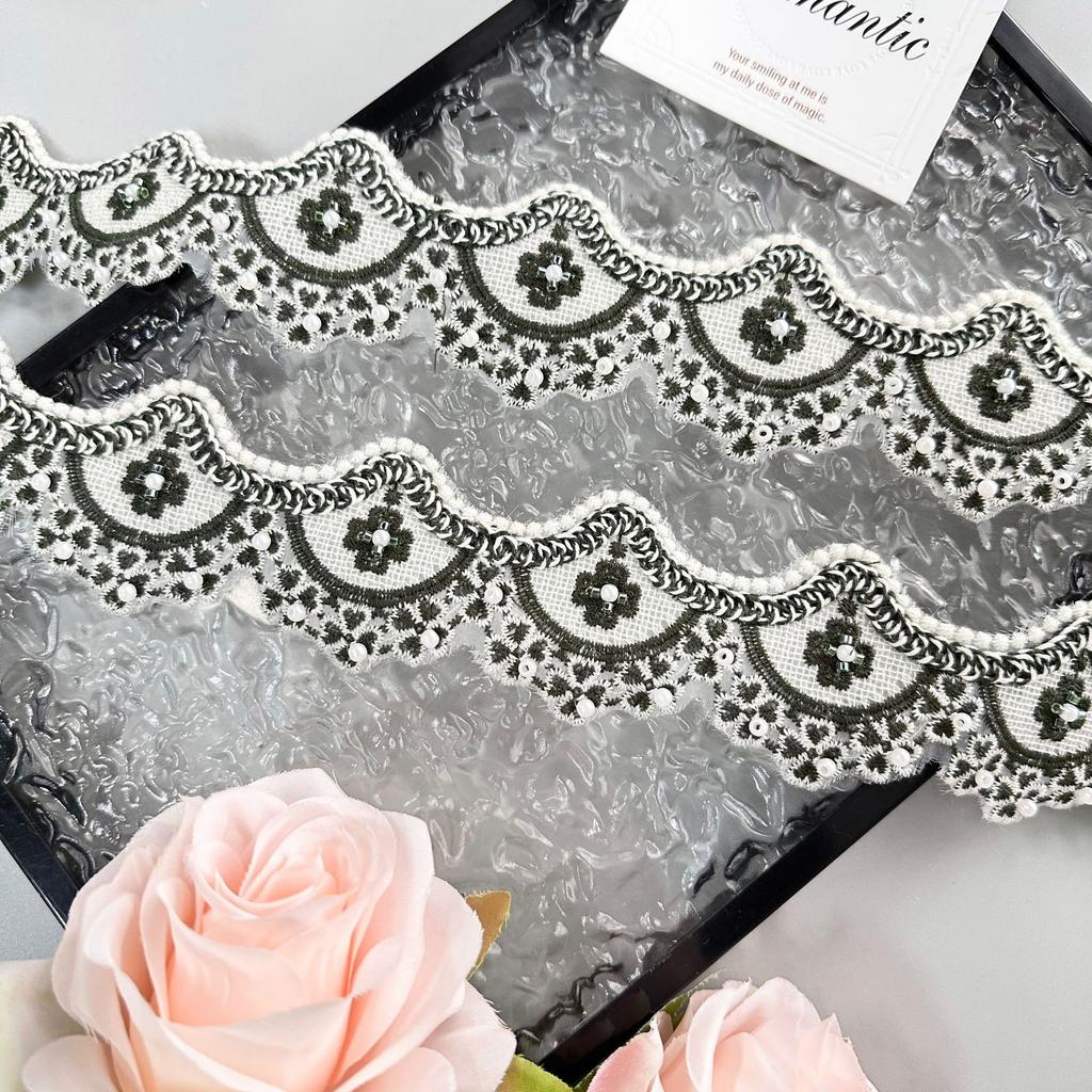 5.5Cm Wavy Organza Beads Embroidery Barcode Clothing Luggage Skirt Decorative Lace Accessories