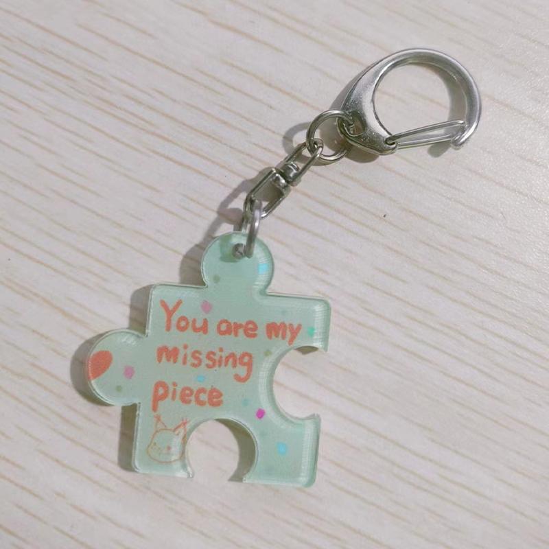 Diy Creative You Are My Missing Piece Alphabet Puzzle Keychain For Couples Alloy Key Ring Jewelry Gift