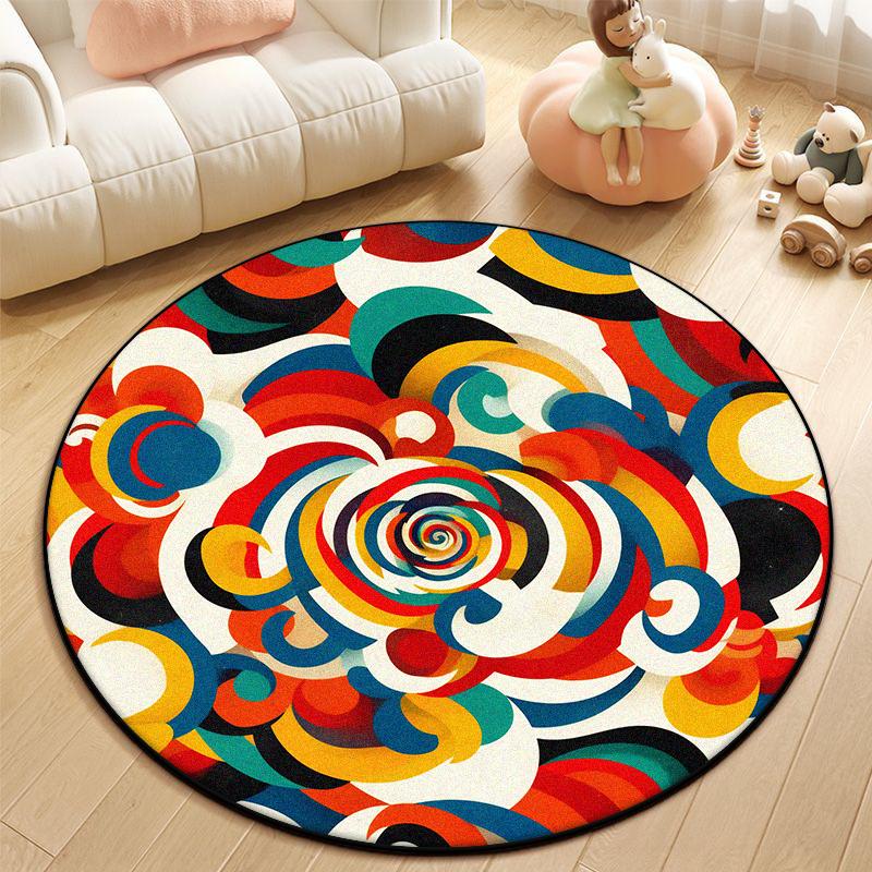 Современный абстрактный круглый ковер противоскользящий большой ковер для гостиной мягкий легко чистящийся украшение для спальни коврик для туалетного столика настраиваемый