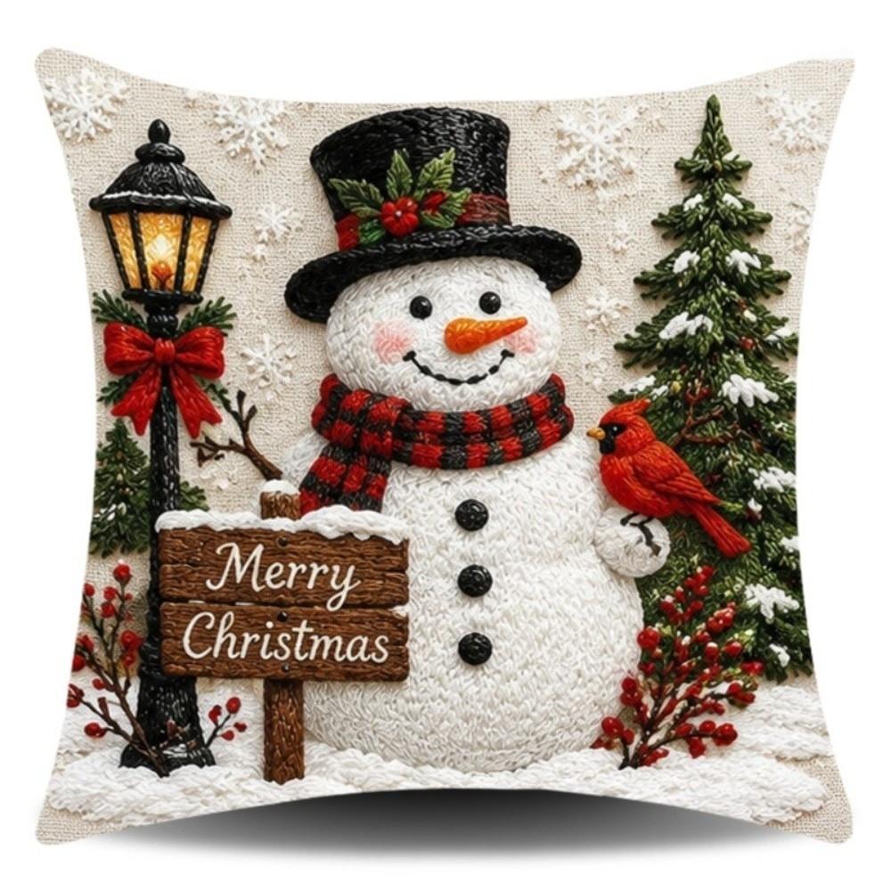 Soft Christmas Pillow Covers 2D Printed Xmas Pillowslip Xmas Throw Cushion Case  Car