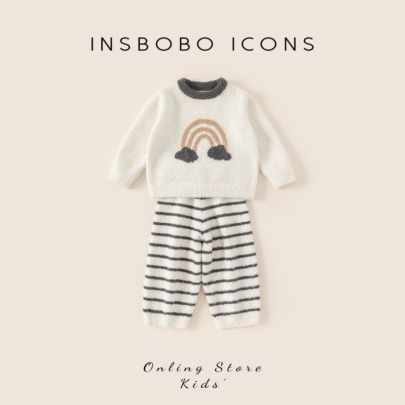 Insbobo Children's Clothing 2025 New Thickened Winter Outfit for Girls, Stylish Autumn and Winter Home Wear for Boys