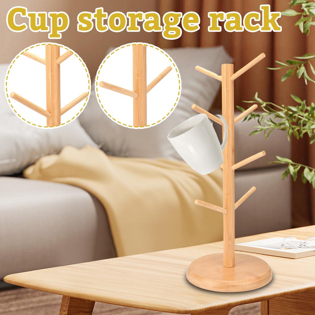Multi Layer Wooden Cup Holder, Rotating Cup Storage Rack, Storage Rack
