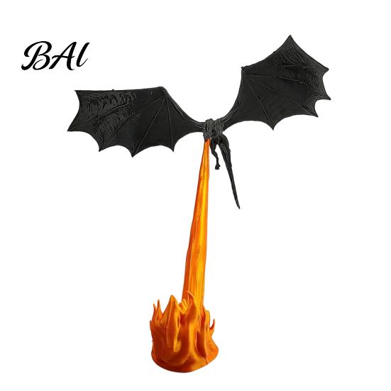 Flame Effect Lamp Dragon Bookshelf Nook Light, 3D Printed Fire-Breathing Fantasy Flying Dragon, Shelf Accent Book with LED Gothic Library Decor, Gift