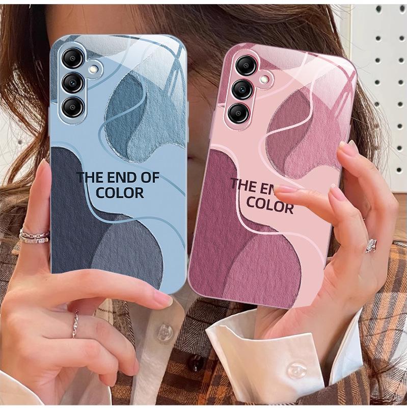 Чехол-накладка с цветными блоками и масляной живописью для Samsung A21S. Чехол-накладка с геометрией A23 для A31, A70, A72, A52S — универсальный, простой дизайн.