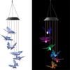 Hummingbird Shape Wind Chimes Butterfly Hanging Pendant Waterproof Solar Power Automatic Lighted Wind Chimes Outdoor Decoration