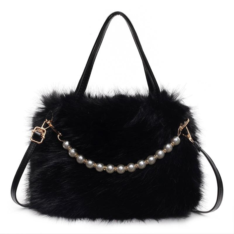 Autumn Furry Portable Small Bag Fashion Pearl Small Square Bag Autumn and Winter Textured Ladies Crossbody Furry Bag