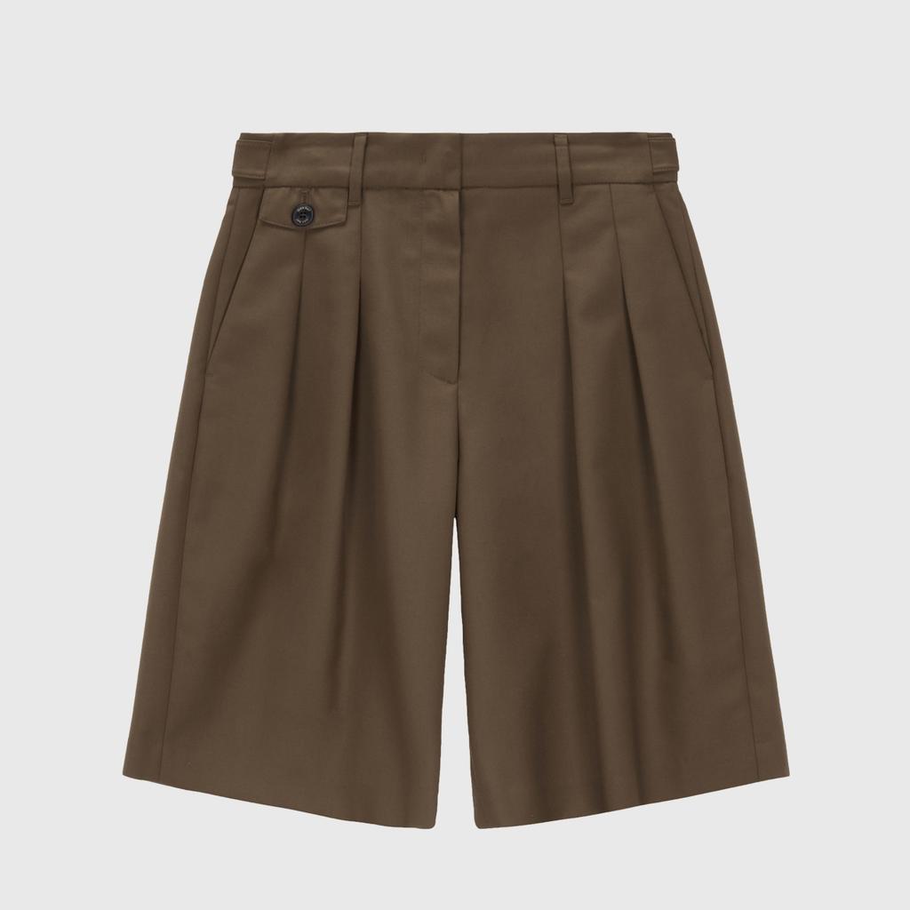 Rick Double-Pleat Single Bermuda Pants (Beige)_L4A1-Pt03C