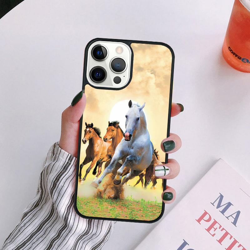 Чехол для телефона «Бегущие лошади» для iPhone 17 Air 14 13 12 16 Pro Max 15 Plus Защитный корпус Max coque