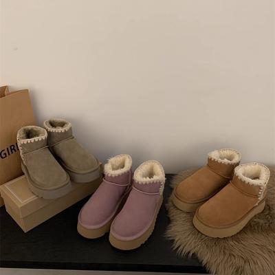 Толстоподошвенные северо-восточные зимние ботинки короткие ботинки женские ботинки мех интегрированный бархат хлопковые туфли осень и зима утолщенные теплые туфли-хлебушки женские