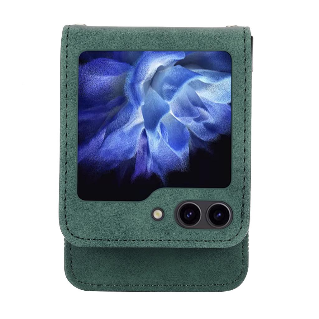 Чехол для телефона с защитой шарнира для Samsung Galaxy Z Flip 7 6 5 4 3 5G Flip7 FE Ручной ремешок Кошелек Держатель для карт Кожаный чехол