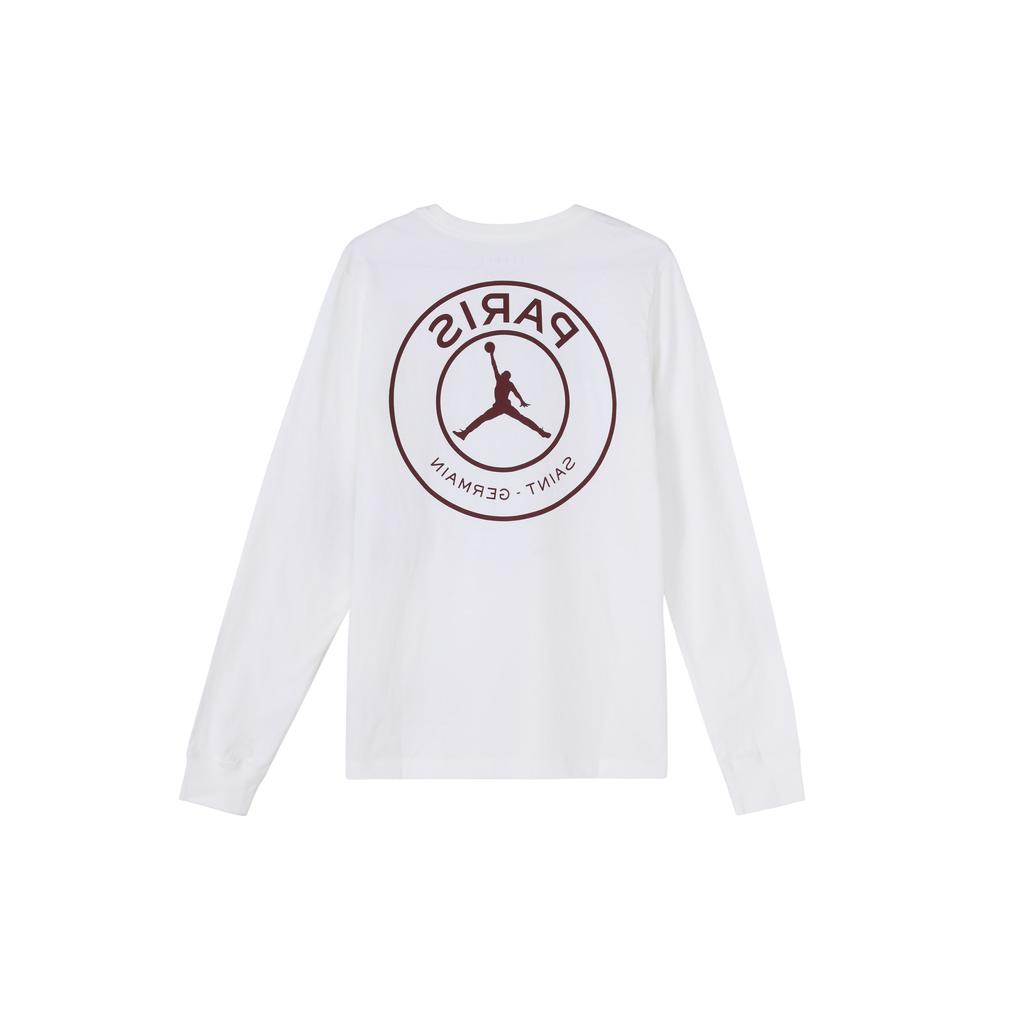 Jordan Paris Saint-Germain Imprinted Logo Long Sleeve T-Shirt Men Tops White CK9782-100