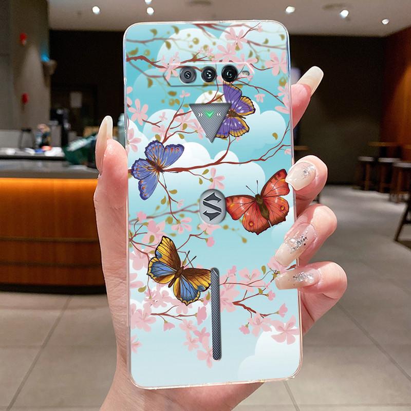 Jelly Case For Black Shark 4 Pro 4S Pro Flower Butterfly Phone Case Black Shark4 Shark4S Pro Soft Silicone Transparent TPU Cover