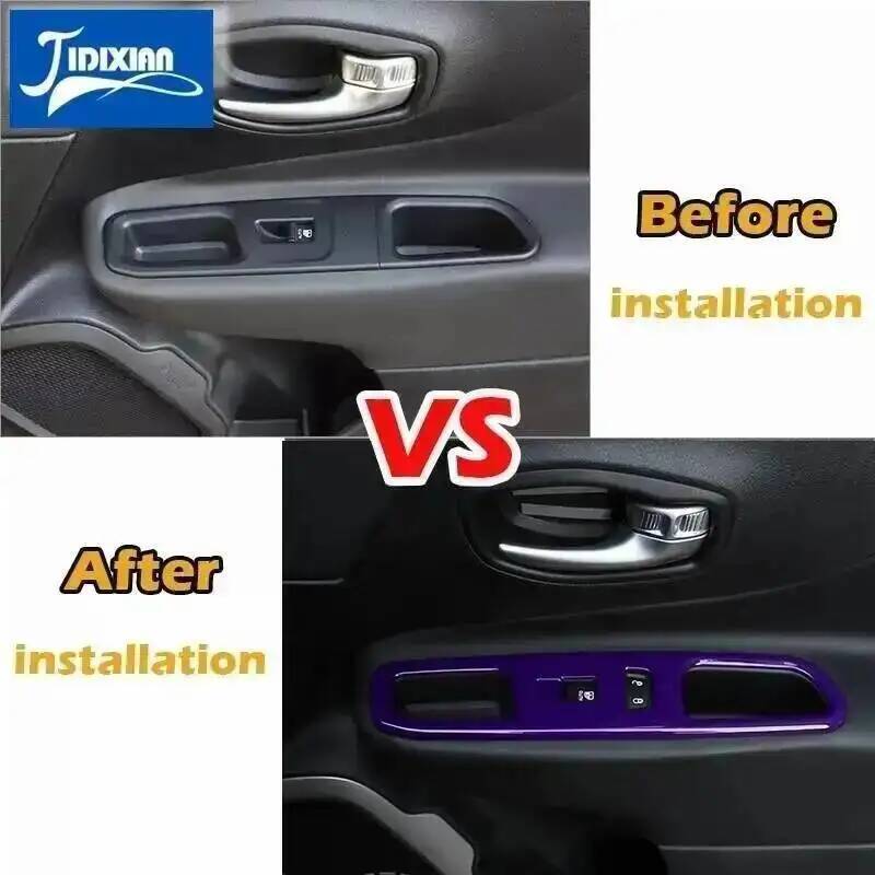 JIDIXIAN Car Interior Window Lift Button Panel Decoration Cover for Jeep Renegade 2016 2017 2018 2019 2020 2021 2022 2023 2024