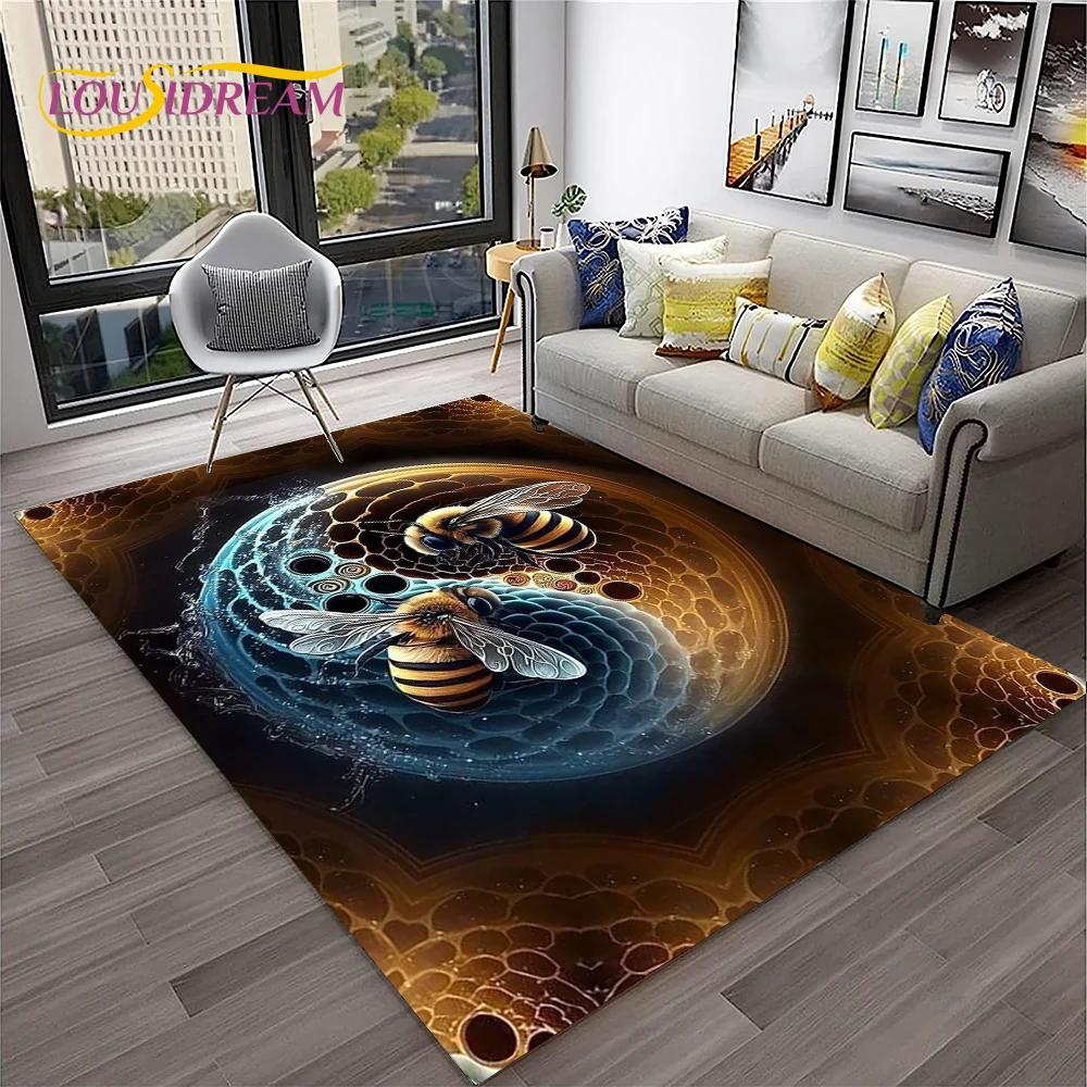 Insect Cartoon Bee Cute HoneyBee Carpet Rug for Home Living Room Bedroom Sofa Doormat Decor,kids Area Rug Non-slip Floor Mat