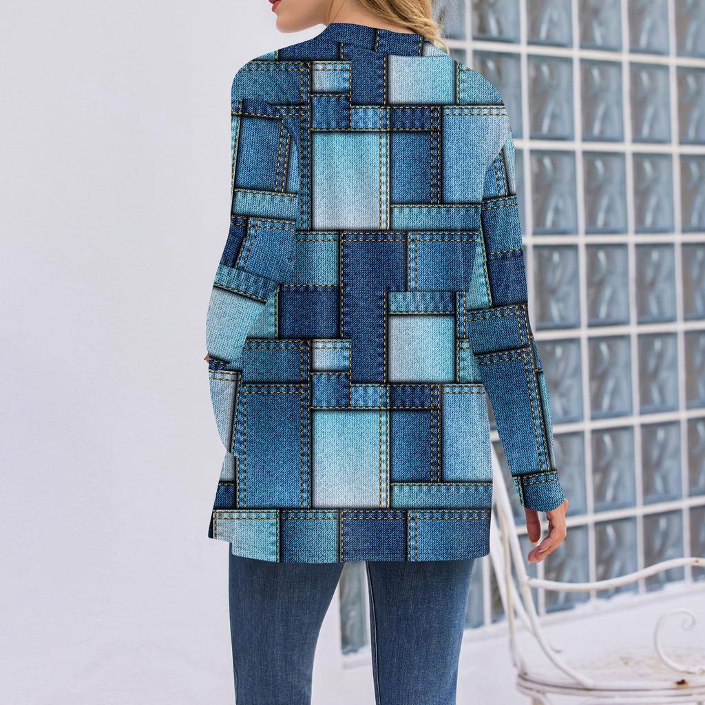 Women's Christmas Printed Lightweight Cardigan Long Sleeved Casual Loose Thin Fit With Pockets Cardigan Jacket