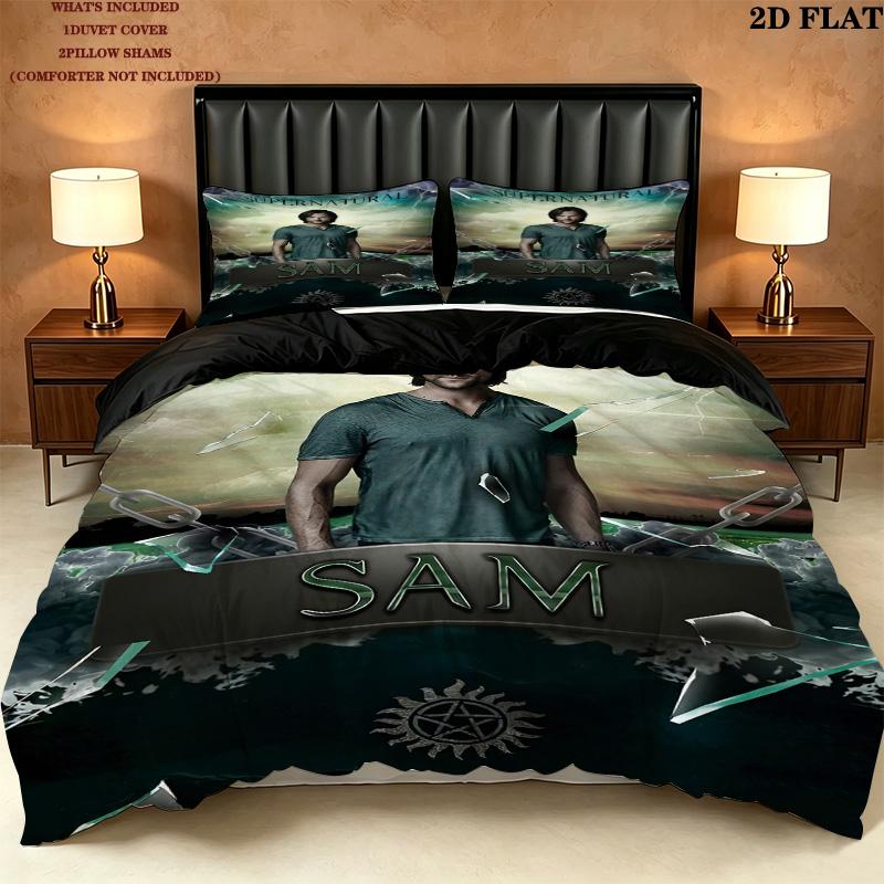 Supernatural Pattern Bedding Quilt Set Quilt Cover Pillowcase Home Birthday Gift(1 * duvet cover + 2 * pillowcase, without core)