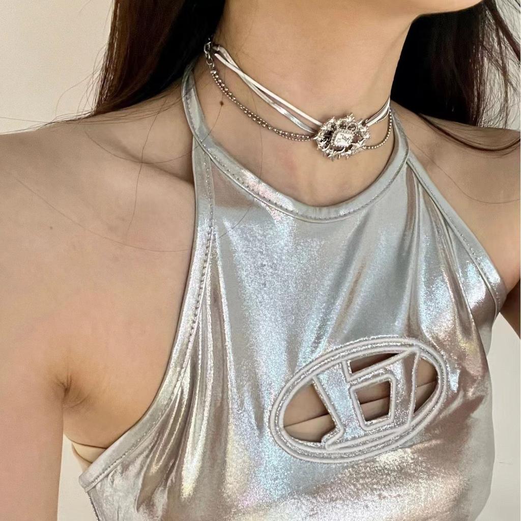 Темная субкультура кожаный ошейник панк-стрит милые крутые красотки ожерелье ожерелье ключица цепь прилив