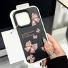 Pink Bowknot Print Soft Matte Case For iPhone 16 Pro Max 15 Pro 14 13 12 11 Solid Color Shockproof TPU Leather Texture Slim Phone Cover