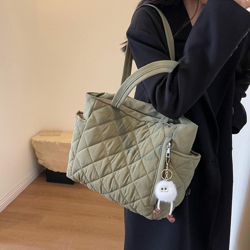 Yogodlns Women Padded Casual Handbag Adjustable Strap Diamond Quilted Tote Bag Padding Shoulder Bag Slouchy Travel Bag