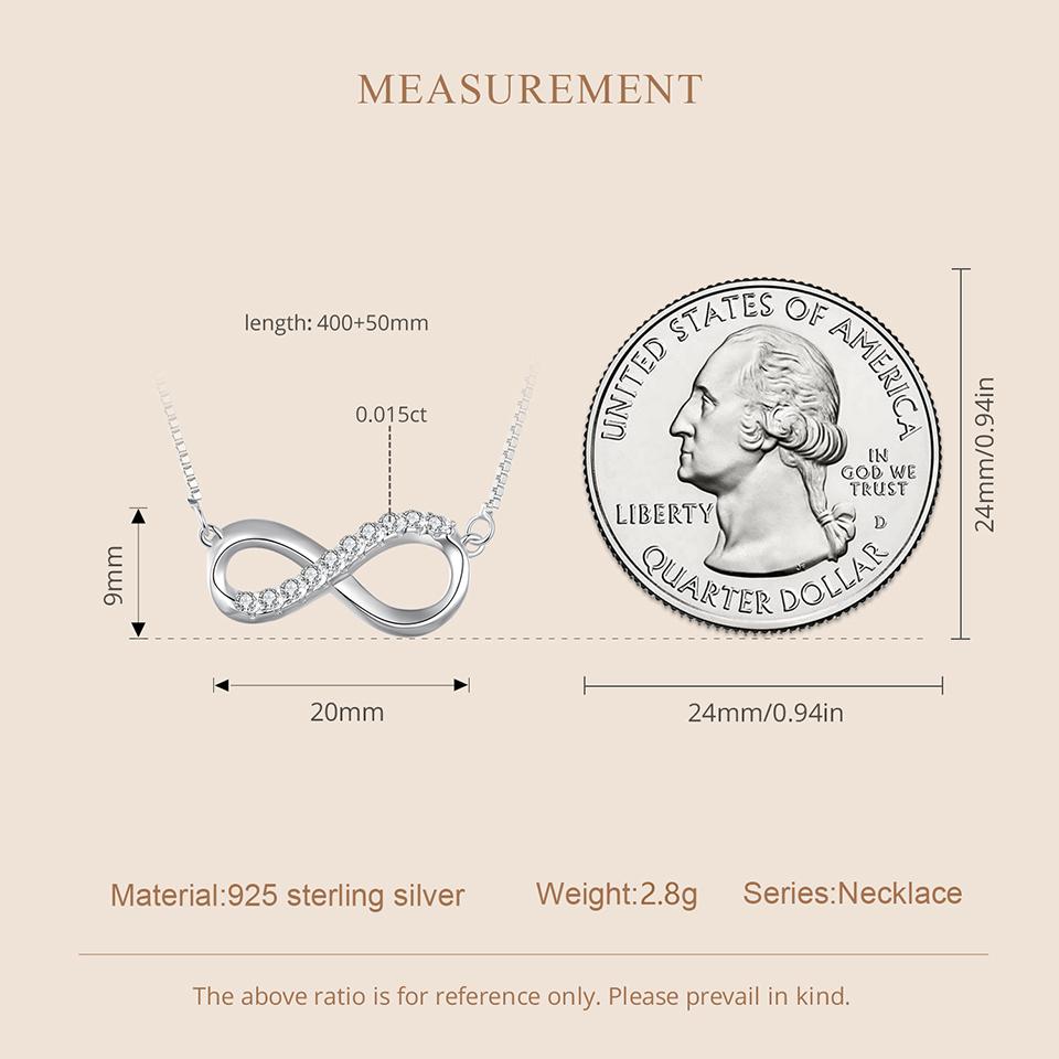 BAMOER стерлингового серебра 925 пробы, подвеска «Бесконечная любовь», ожерелье из муассанита, лаборатория, бриллиантовая цепочка на шею для женщин, юбилейные ювелирные изделия