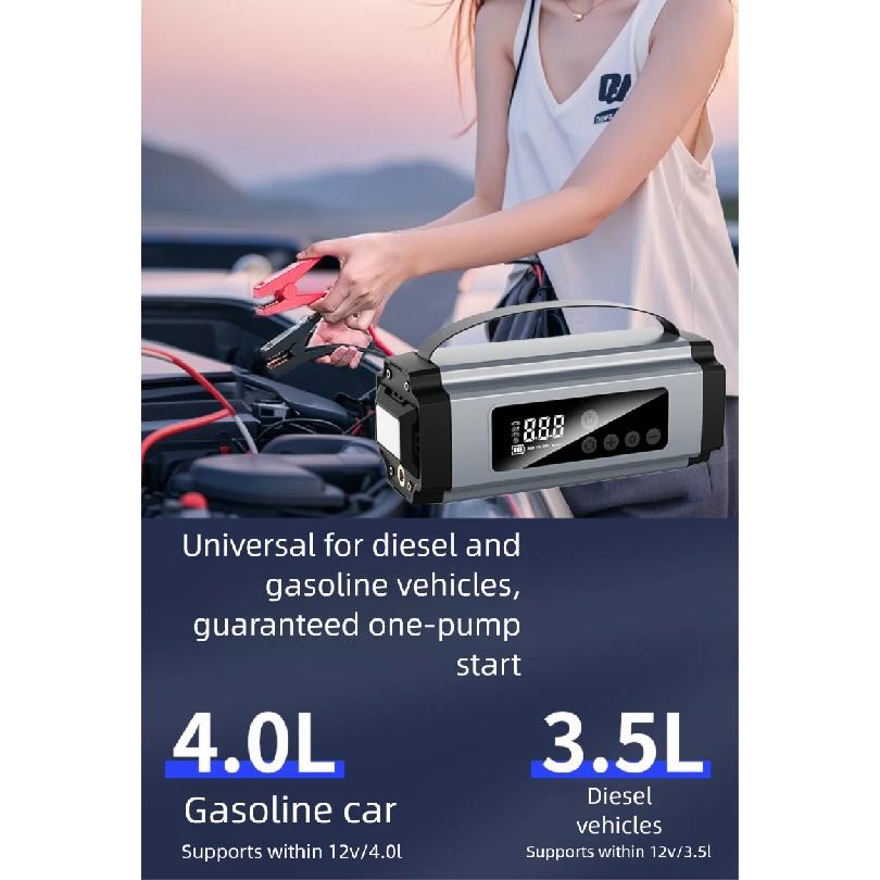 1200A Jump Starter with Air Compressor 150PSI for 4.0L Gas and 3.5L Diesel Vehicles Portable 12V Car Battery Jumper Starter wit