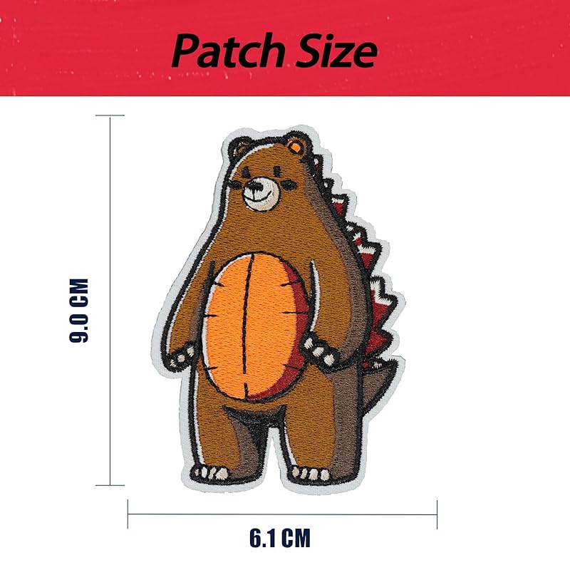 Нашивка в виде медведя Wikineon, нашивка в виде динозавра Для глажки и шитья | Стильный дизайн для взрослых Вышитые нашивки для курток, парок и джинсов