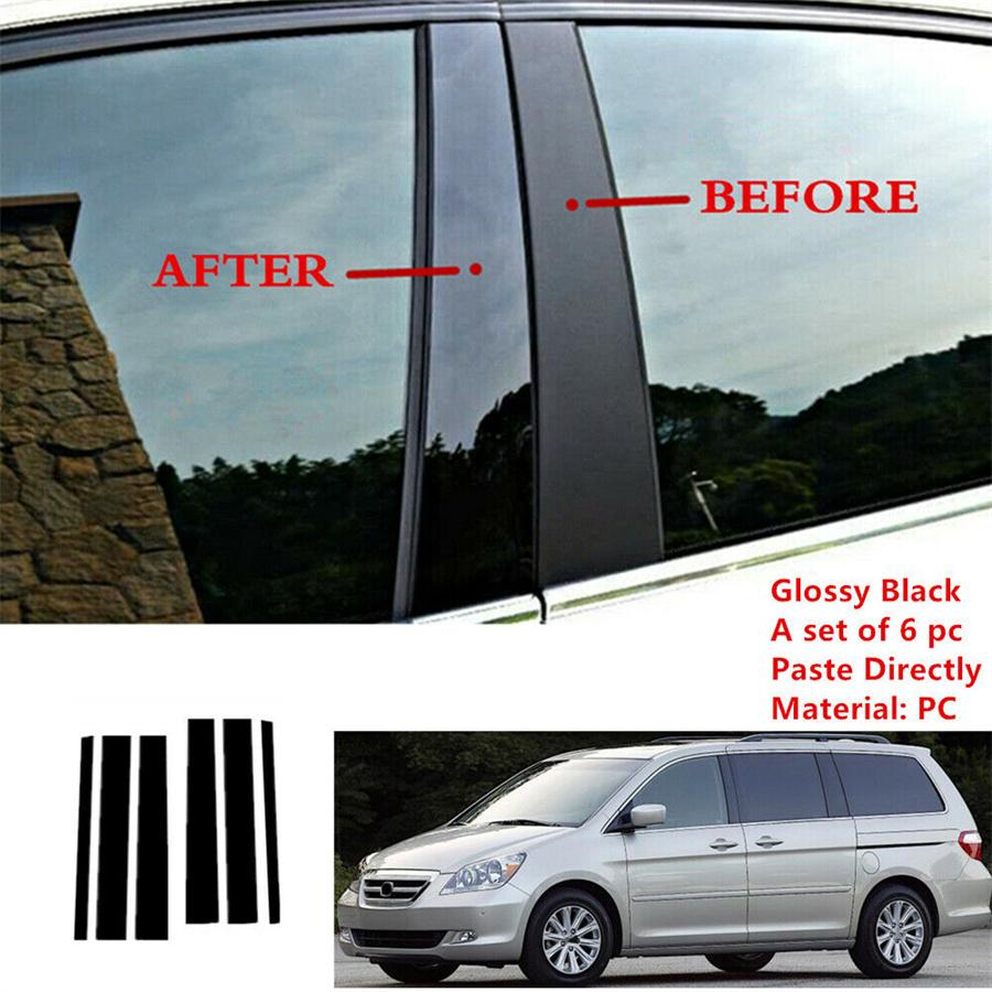 6pc Set Door Trim Pillar Posts Gloss Black Cover Fit For Honda Odyssey 2005-2010