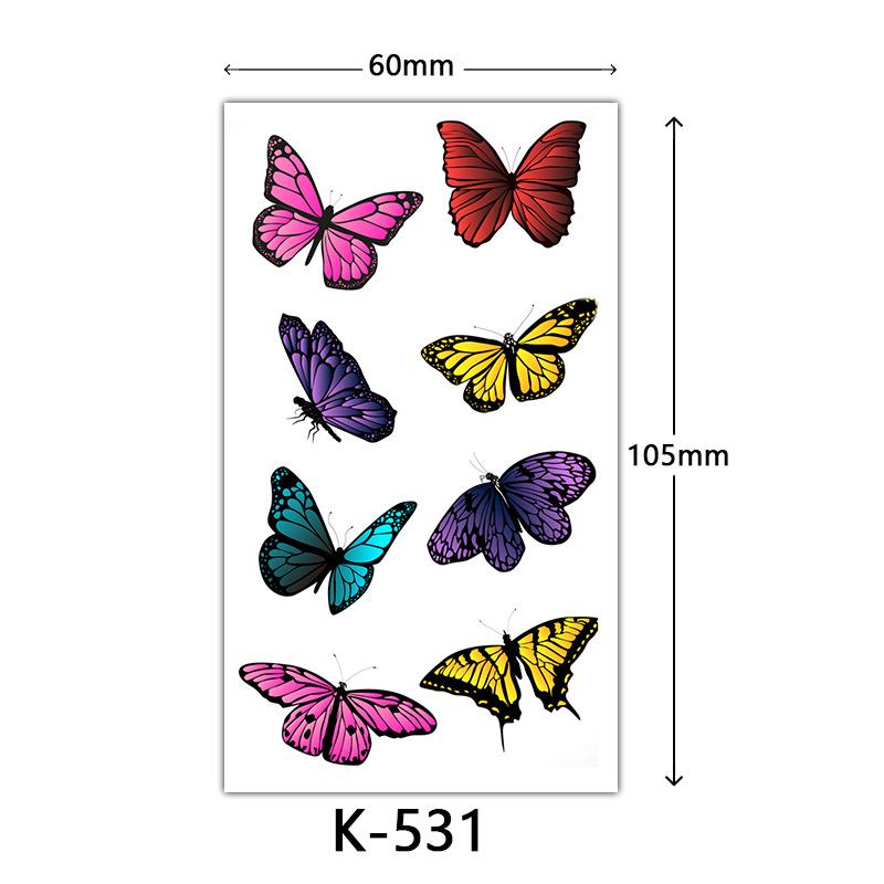 Waterproof Tattoo Stickers: English Letters, Flowers & Butterfly Sketches