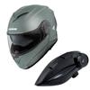 Komine FL System Helmet Motorcycle Basalt Large HK-171 + KK-902 Intercom, Gray,