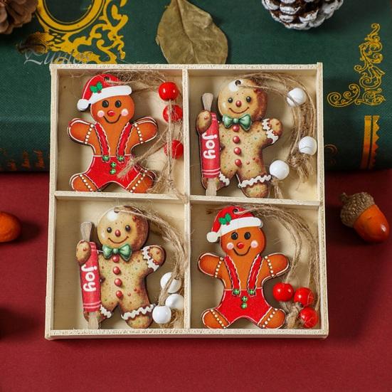 12 шт. рождественские подвесные украшения деревянные пряничные человечки гномы подвеска для рождественской елки украшения для дома кухни праздничные принадлежности для вечеринок