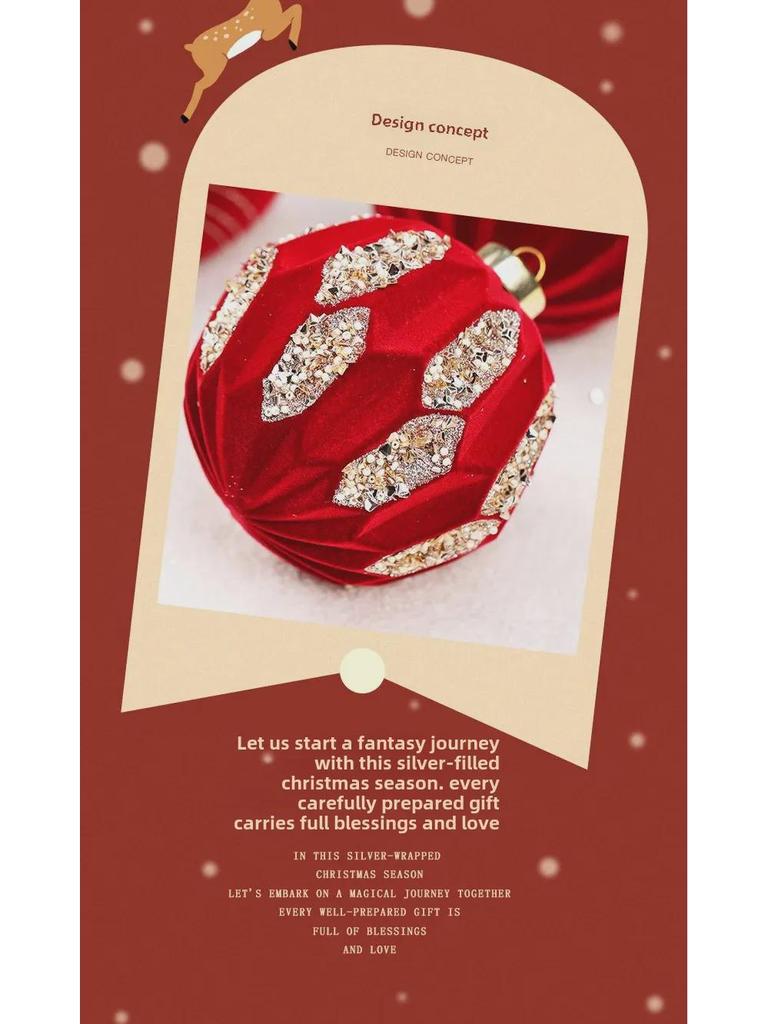 10 см елочные шары с бриллиантовым флокированием - набор из 4 шт.