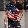 Summer American Flag 3D Printed Men's T Shirts Fashion Casual O-Neck Short Sleeve Sportswear Harajuku Streetwear Oversized Tops