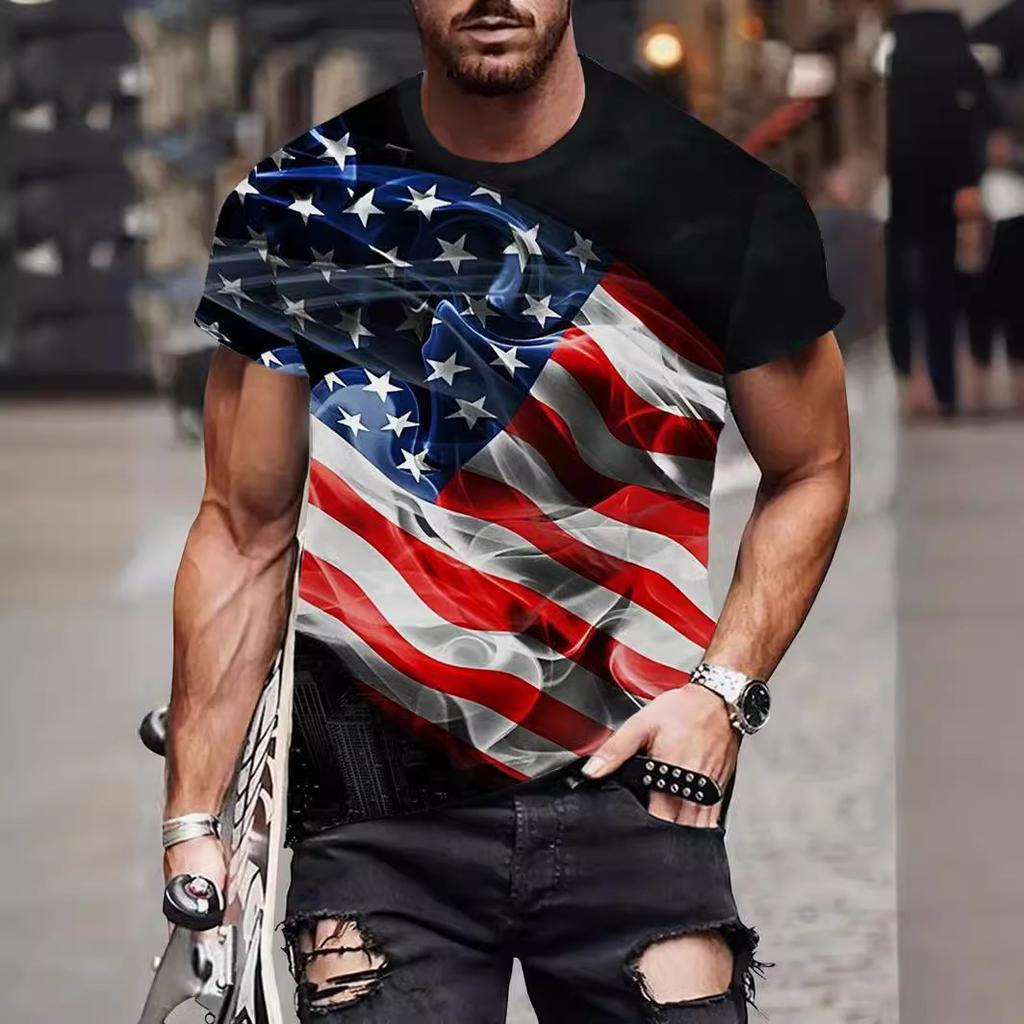 Summer American Flag 3D Printed Men's T Shirts Fashion Casual O-Neck Short Sleeve Sportswear Harajuku Streetwear Oversized Tops