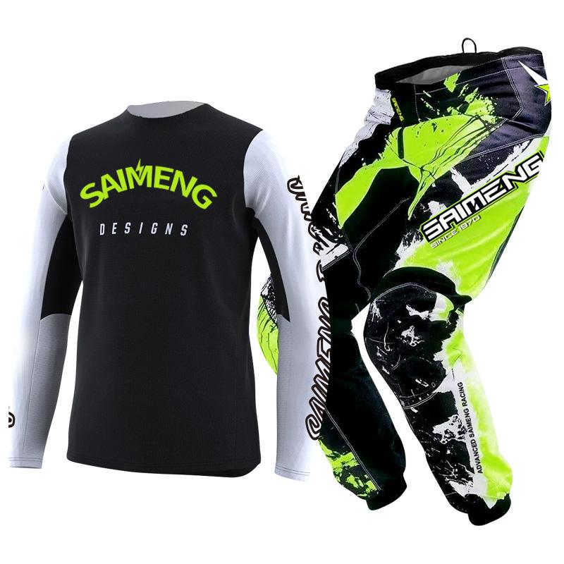 Комплект экипировки для мотокросса для детей 4 5 6 7 8 9 10 11 12 13 лет Молодежный детский мотоциклетный костюм для мальчиков и девочек, майка, штаны, гоночный костюм для бездорожья, эндуро, мотокросса, горного велосипеда
