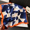 Geometric Color Matching Silk Scarf Simple Scarf Women'S Square Scarf 70Cm Versatile Fashion Scarf Travel Sunscreen Shawl
