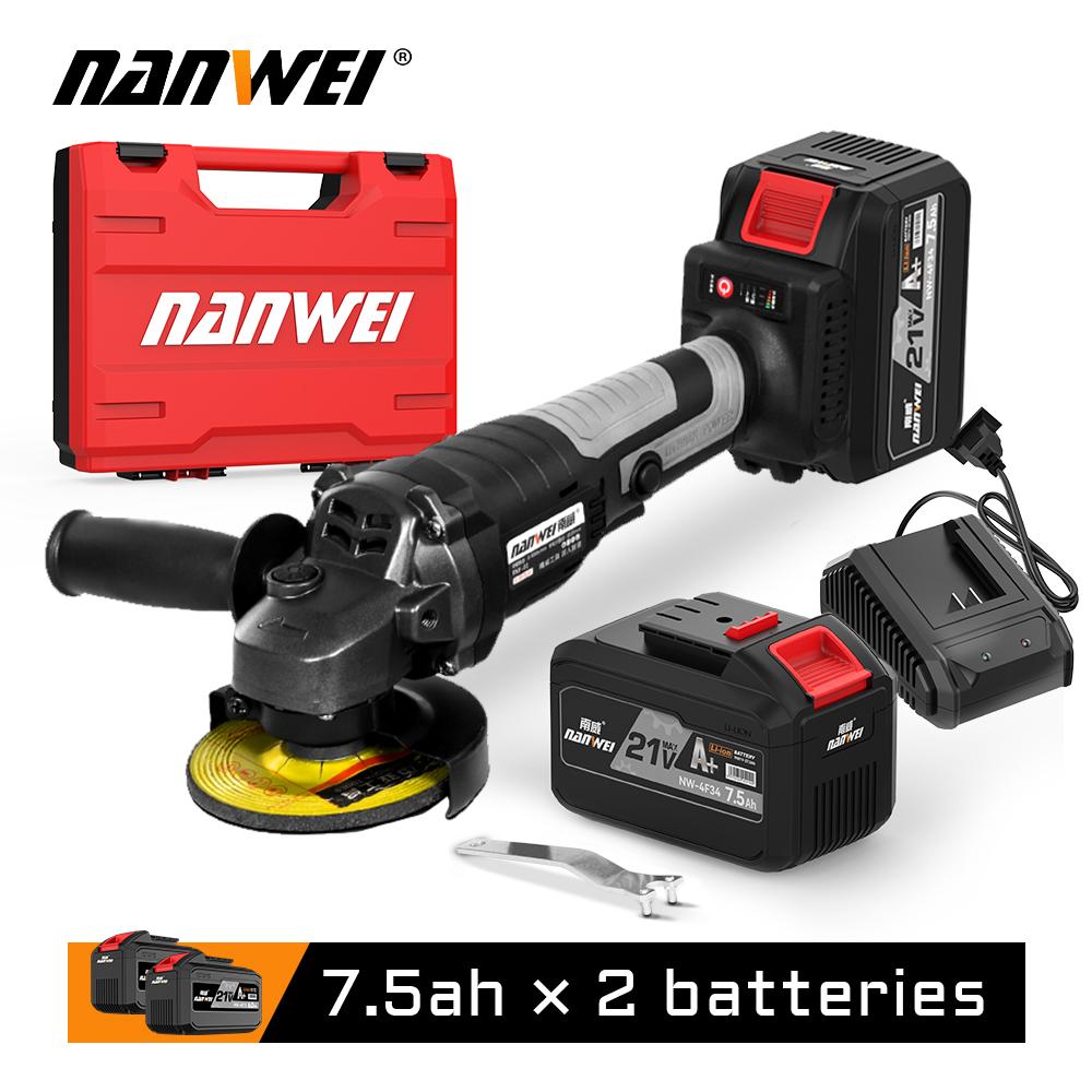 NANWEI 20V 125mm Angle Grinder Brushless Cordless DIY Power Tools Electric Polishing Grinding Machine